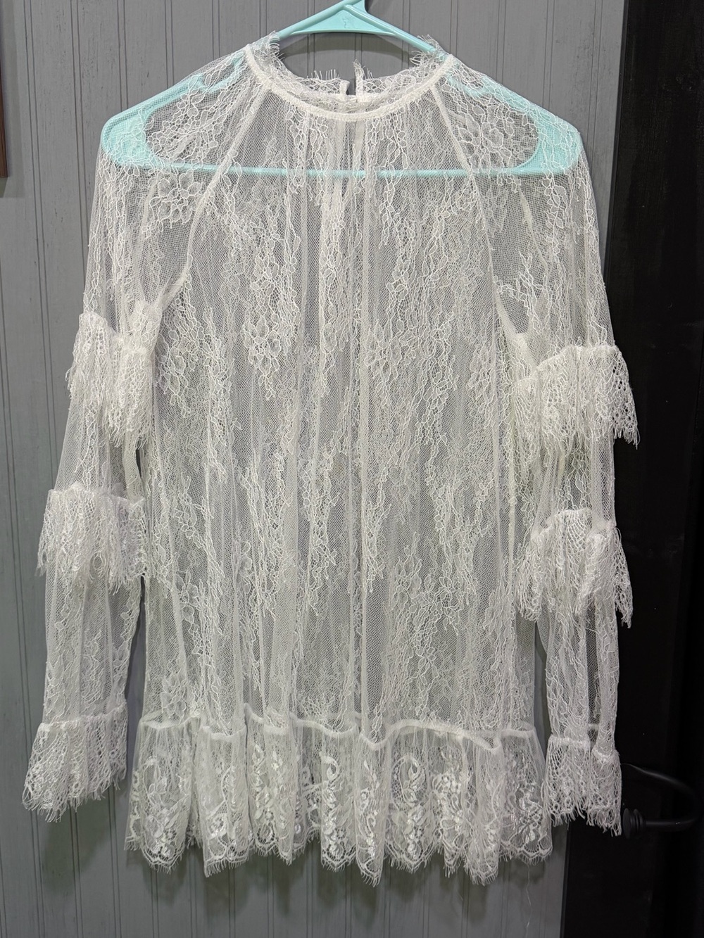Sheer Ivory Lace Mini Dress